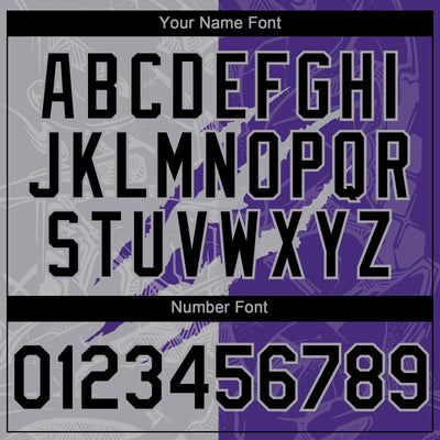 Custom Graffiti Pattern Black Purple-Gray 3D Scratch Authentic Baseball Jersey