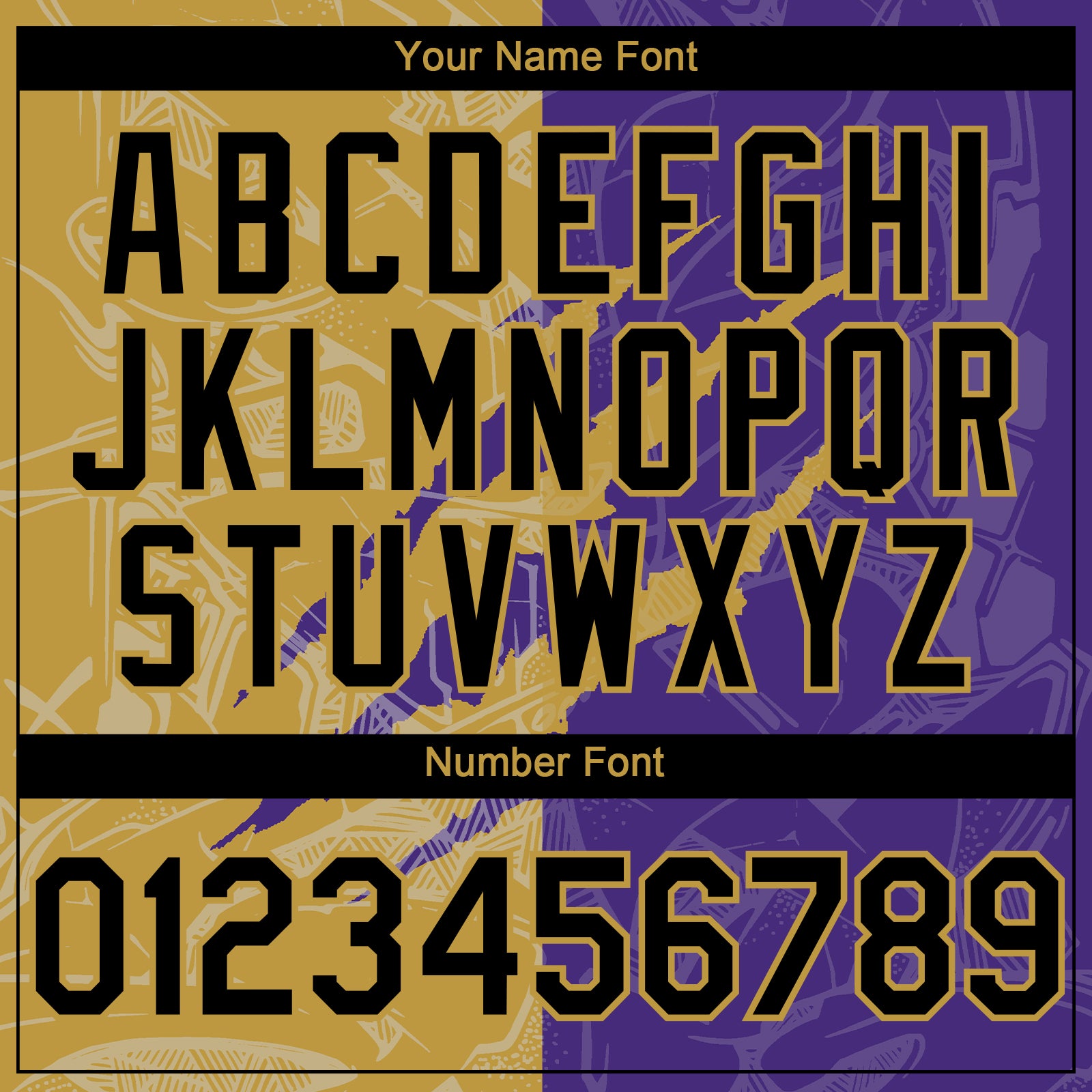 Custom Graffiti Pattern Black Purple-Old Gold 3D Scratch Authentic Baseball Jersey