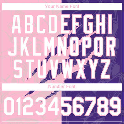 Custom Graffiti Pattern White Purple-Light Pink 3D Scratch Authentic Baseball Jersey