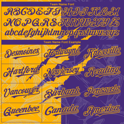 Custom Graffiti Pattern Purple-Gold 3D Scratch Authentic Baseball Jersey