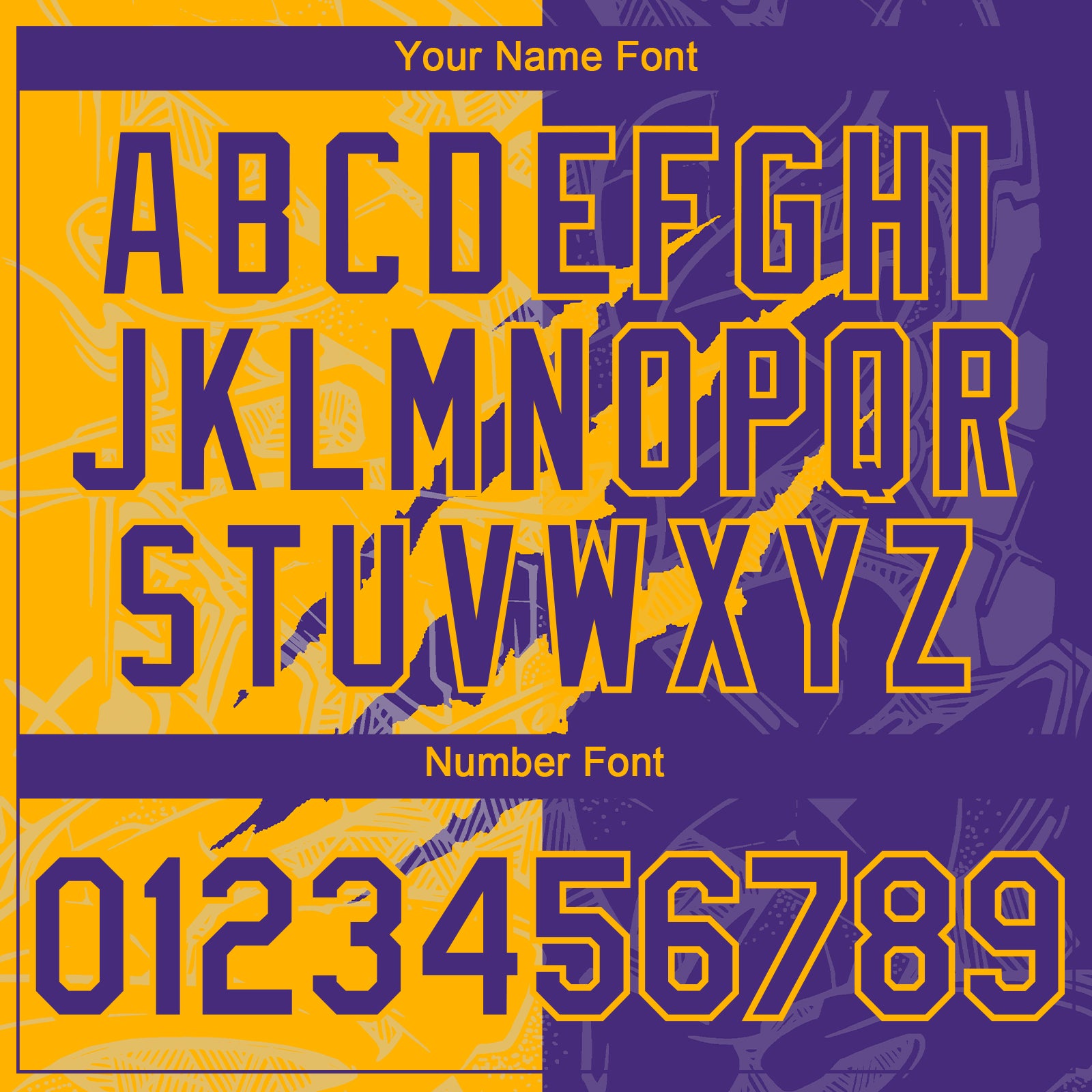 Custom Graffiti Pattern Purple-Gold 3D Scratch Authentic Baseball Jersey