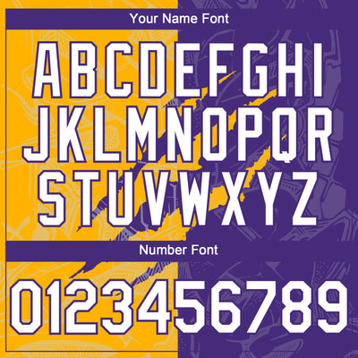 Custom Graffiti Pattern White Purple-Gold 3D Scratch Authentic Baseball Jersey