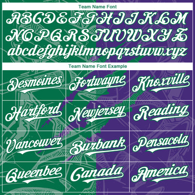 Custom Graffiti Pattern White Purple-Kelly Green 3D Scratch Authentic Baseball Jersey