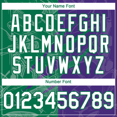 Custom Graffiti Pattern White Purple-Kelly Green 3D Scratch Authentic Baseball Jersey