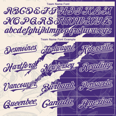Custom Graffiti Pattern Purple-Cream 3D Scratch Authentic Baseball Jersey