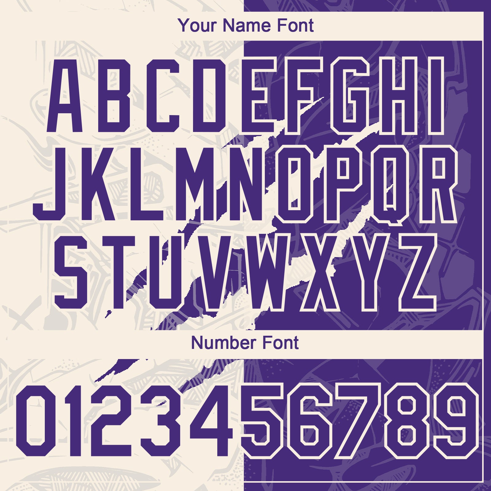 Custom Graffiti Pattern Purple-Cream 3D Scratch Authentic Baseball Jersey