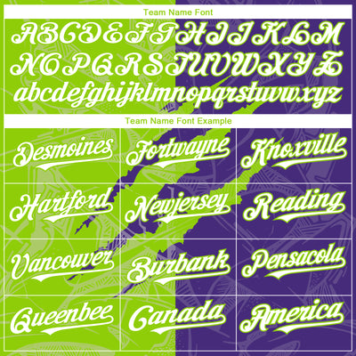 Custom Graffiti Pattern White Purple-Neon Green 3D Scratch Authentic Baseball Jersey