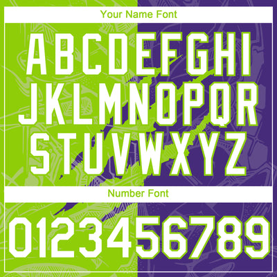 Custom Graffiti Pattern White Purple-Neon Green 3D Scratch Authentic Baseball Jersey