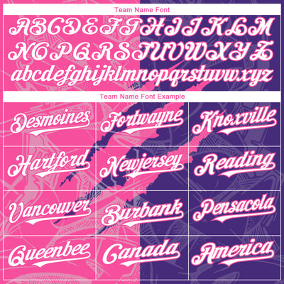 Custom Graffiti Pattern White Purple-Pink 3D Scratch Authentic Baseball Jersey