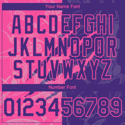 Custom Graffiti Pattern Purple-Pink 3D Scratch Authentic Baseball Jersey