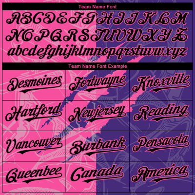 Custom Graffiti Pattern Black Purple-Pink 3D Scratch Authentic Baseball Jersey