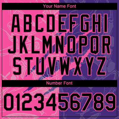 Custom Graffiti Pattern Black Purple-Pink 3D Scratch Authentic Baseball Jersey