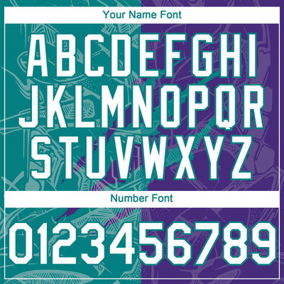 Custom Graffiti Pattern White Purple-Teal 3D Scratch Authentic Baseball Jersey