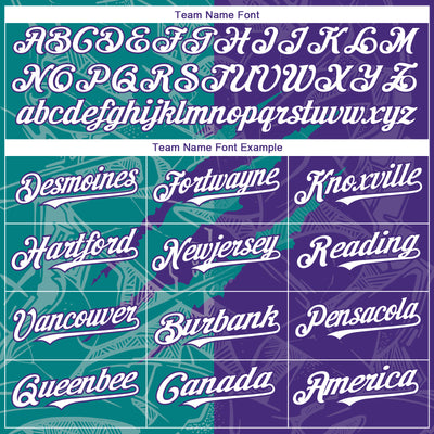 Custom Graffiti Pattern White Purple-Teal 3D Scratch Authentic Baseball Jersey
