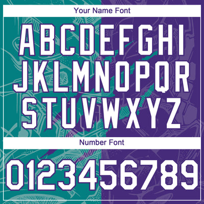 Custom Graffiti Pattern White Purple-Teal 3D Scratch Authentic Baseball Jersey