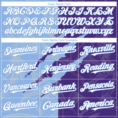 Custom Graffiti Pattern White Purple-Light Blue 3D Scratch Authentic Baseball Jersey