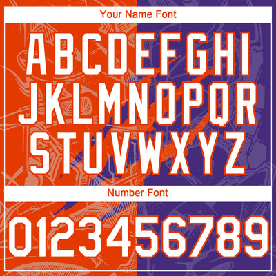 Custom Graffiti Pattern White Purple-Orange 3D Scratch Authentic Baseball Jersey