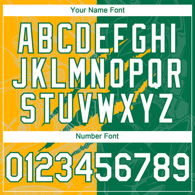 Custom Graffiti Pattern White Kelly Green-Gold 3D Scratch Authentic Baseball Jersey