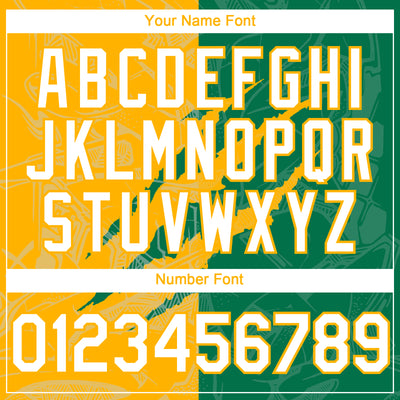 Custom Graffiti Pattern White Kelly Green-Gold 3D Scratch Authentic Baseball Jersey