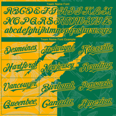 Custom Graffiti Pattern Kelly Green-Gold 3D Scratch Authentic Baseball Jersey