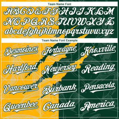 Custom Graffiti Pattern White Green-Gold 3D Scratch Authentic Baseball Jersey