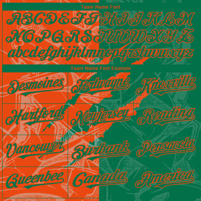 Custom Graffiti Pattern Kelly Green-Orange 3D Scratch Authentic Baseball Jersey