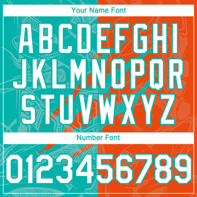 Custom Graffiti Pattern White Orange-Aqua 3D Scratch Authentic Baseball Jersey