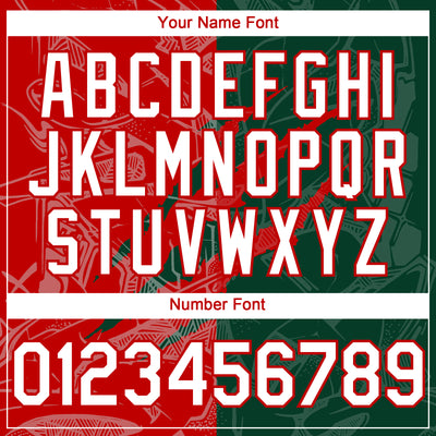 Custom Graffiti Pattern White Green-Red 3D Scratch Authentic Baseball Jersey