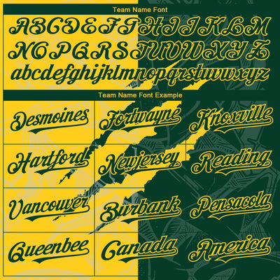 Custom Graffiti Pattern Green-Yellow 3D Scratch Authentic Baseball Jersey