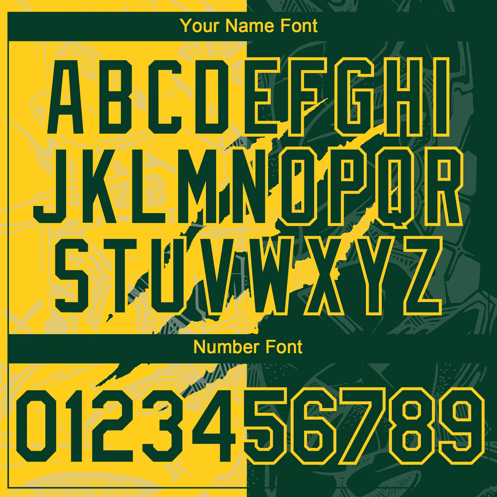 Custom Graffiti Pattern Green-Yellow 3D Scratch Authentic Baseball Jersey