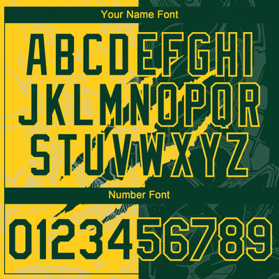 Custom Graffiti Pattern Green-Yellow 3D Scratch Authentic Baseball Jersey