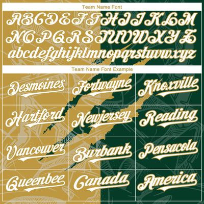Custom Graffiti Pattern White Green-Old Gold 3D Scratch Authentic Baseball Jersey