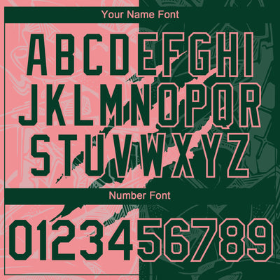 Custom Graffiti Pattern Green-Medium Pink 3D Scratch Authentic Baseball Jersey