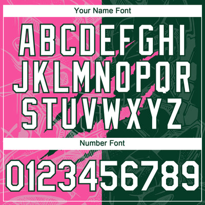 Custom Graffiti Pattern White Green-Pink 3D Scratch Authentic Baseball Jersey