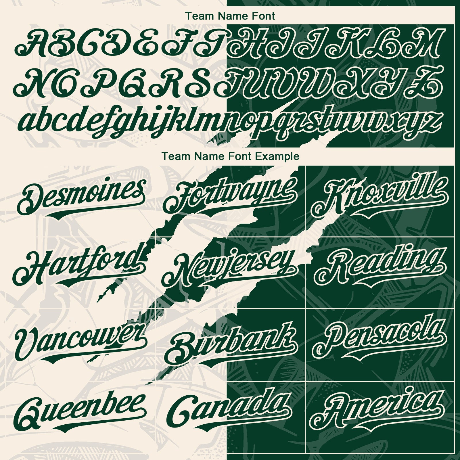 Custom Graffiti Pattern Green-Cream 3D Scratch Authentic Baseball Jersey