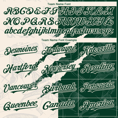 Custom Graffiti Pattern Green-Cream 3D Scratch Authentic Baseball Jersey