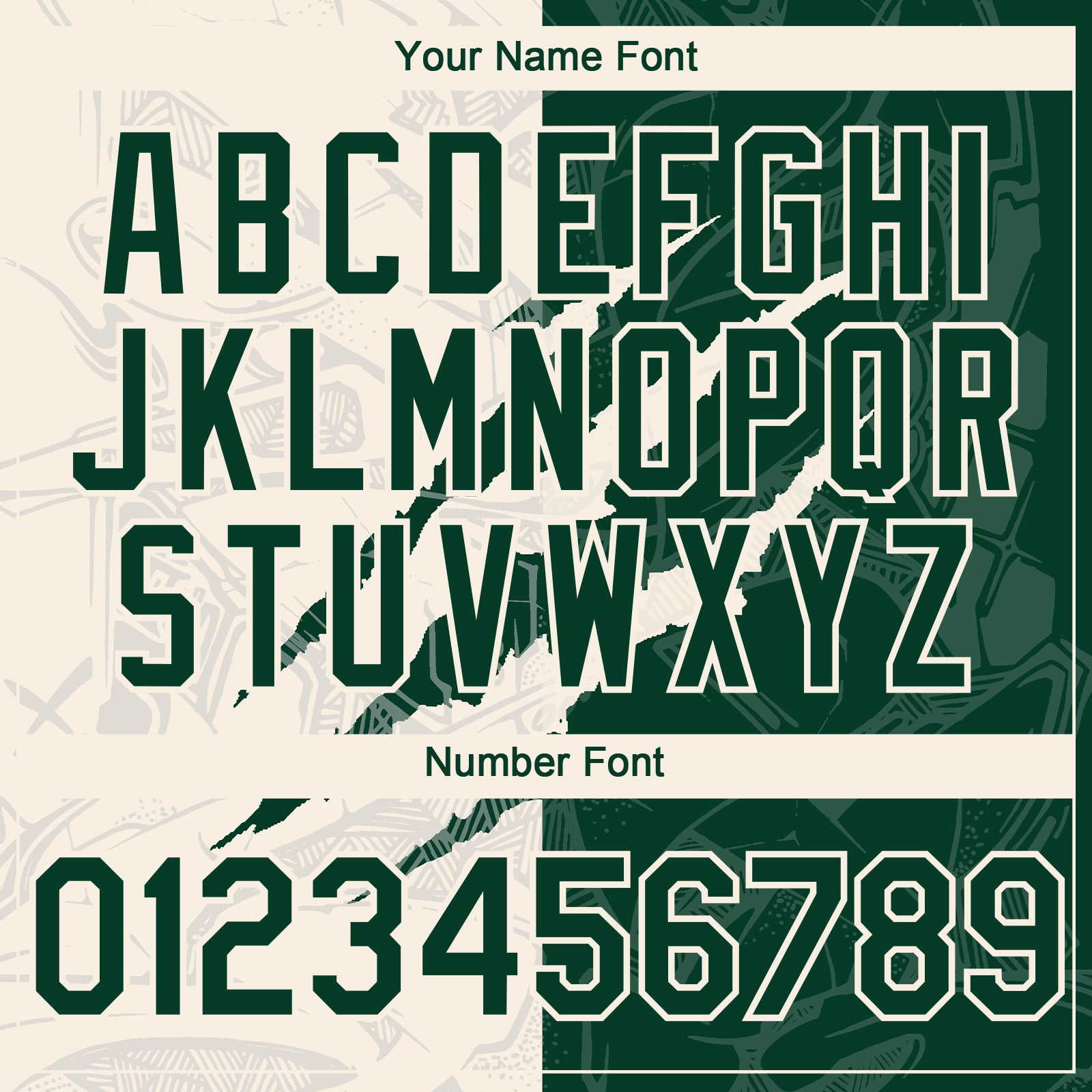 Custom Graffiti Pattern Green-Cream 3D Scratch Authentic Baseball Jersey