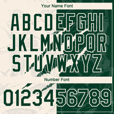 Custom Graffiti Pattern Green-Cream 3D Scratch Authentic Baseball Jersey