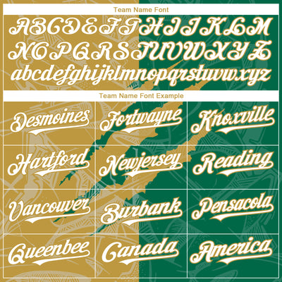 Custom Graffiti Pattern White Kelly Green-Old Gold 3D Scratch Authentic Baseball Jersey