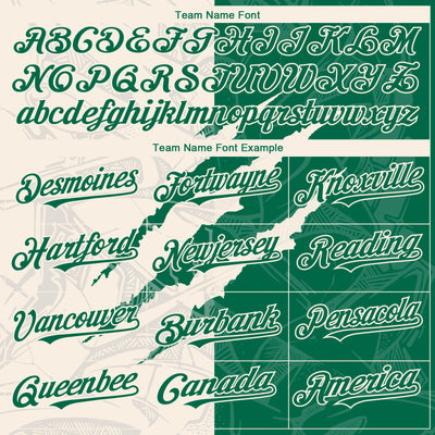 Custom Graffiti Pattern Kelly Green-Cream 3D Scratch Authentic Baseball Jersey