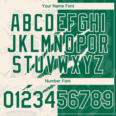 Custom Graffiti Pattern Kelly Green-Cream 3D Scratch Authentic Baseball Jersey