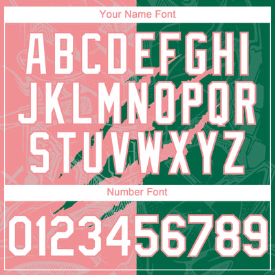 Custom Graffiti Pattern White Kelly Green-Medium Pink 3D Scratch Authentic Baseball Jersey