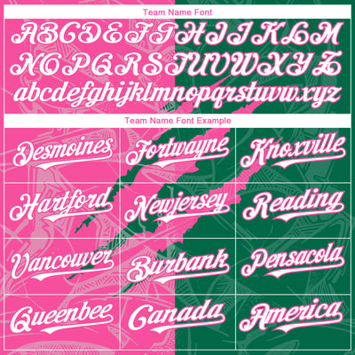 Custom Graffiti Pattern White Kelly Green-Pink 3D Scratch Authentic Baseball Jersey