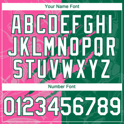 Custom Graffiti Pattern White Kelly Green-Pink 3D Scratch Authentic Baseball Jersey