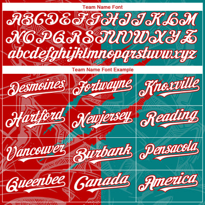 Custom Graffiti Pattern White Teal-Red 3D Scratch Authentic Baseball Jersey