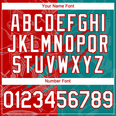 Custom Graffiti Pattern White Teal-Red 3D Scratch Authentic Baseball Jersey