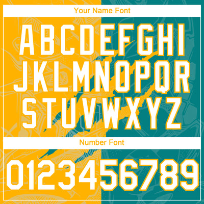 Custom Graffiti Pattern White Teal-Gold 3D Scratch Authentic Baseball Jersey