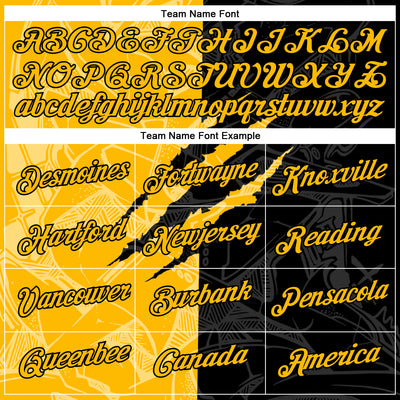 Custom Graffiti Pattern Gold-Black Scratch 3D Performance T-Shirt