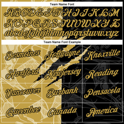 Custom Graffiti Pattern Old Gold-Black Scratch 3D Performance T-Shirt