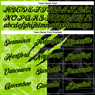 Custom Graffiti Pattern Black-Neon Green Scratch 3D Performance T-Shirt